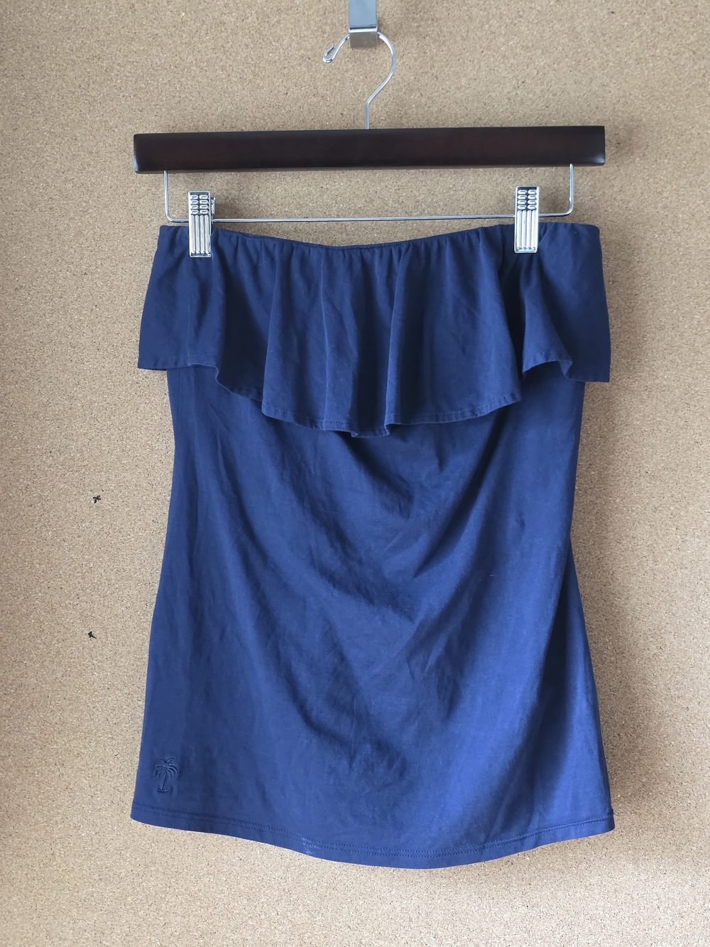 Lilly Pulitzer Pima Cotton Off‑Shoulder Ruffle Top Navy Medium Tube Top